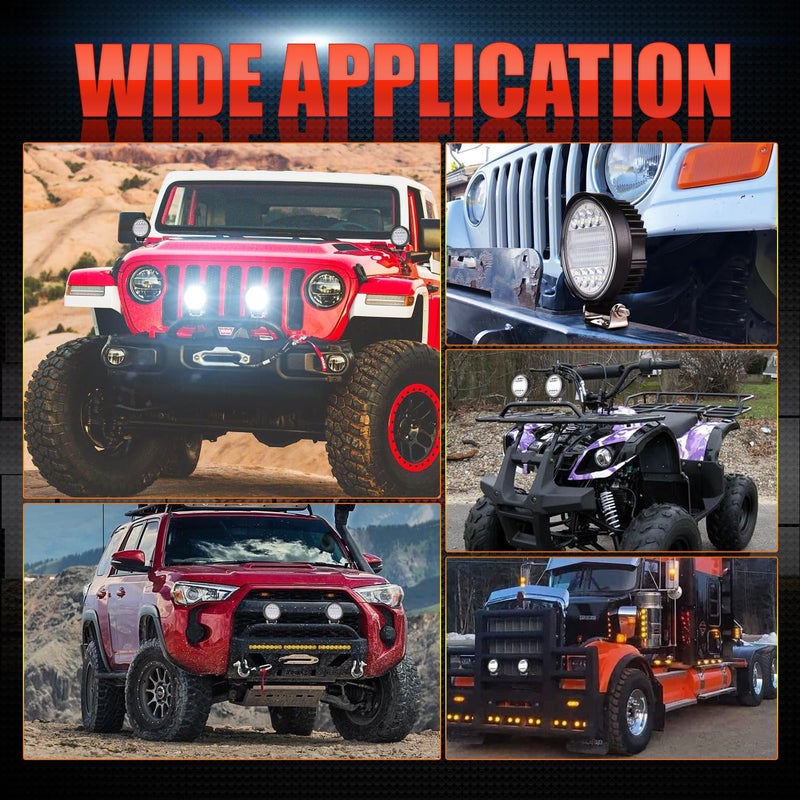 OFFROADTOWN مصابيح الطرق الوعرة المستديرة 5 بوصة، OFFROADTOWN 2PCS 144W مجموعة مصابيح ضباب دائرية مع شعاع مركّز وموزع لمصابيح البامبر للقيادة، مصابيح LED للشاحنات UTV ATV SUV RZR هوندا شيفي - Image 5
